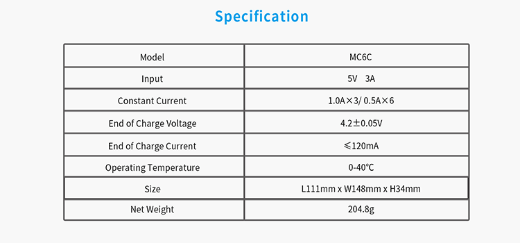Cargador de Baterias MC6C XTAR - XTAR Charger