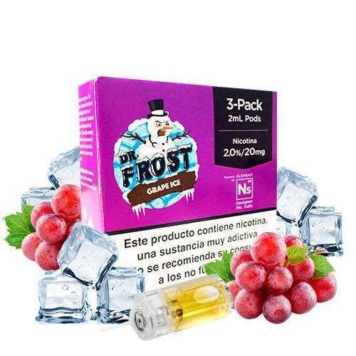 Cartucho líquido especial solo para Pod Aspire Gusto Mini Dr Frost Grape Ice Pod Nic Salt 20mg 2ml (Pack 3)