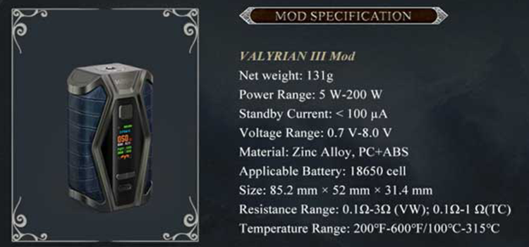 Mod Box Valyrian 3 - 200 W - Uwell