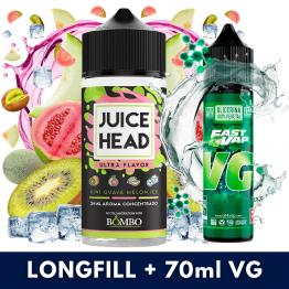 Aroma Kiwi Guava Melon Ice 24ml (Longfill) + VG FAST 70ML - Juice Head & Bombo