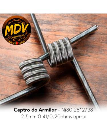 Ceptro do Armilar - Ni80 28*2/38 2.5mm 5 Wraps - 0.41/0.20ohms aprox - MDV Coils