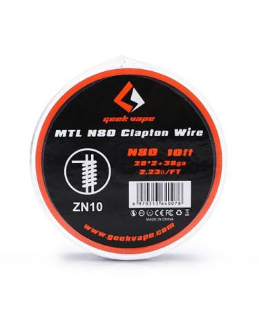 Hilo Resistivo MTL N80 Clapton Wire 10ft (28GAx2 + 38GA) - Geekvape