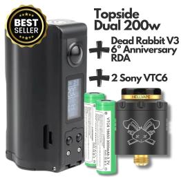 Mod BF Topside Dual 10ml 200w + Dead Rabbit 3 RDA 6th Anniversary Edition + 2 Baterías Sony VTC6 18650