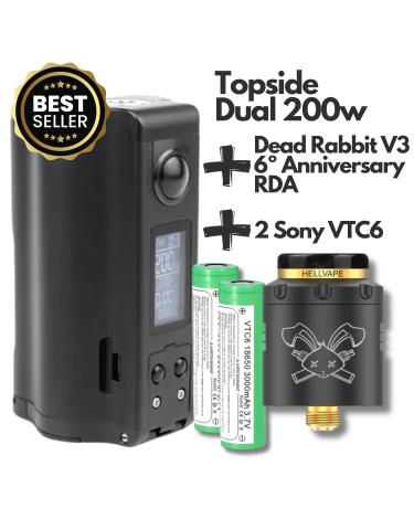 Mod BF Topside Dual 10ml 200w + Dead Rabbit 3 RDA 6th Anniversary Edition + 2 Baterías Sony VTC6 18650