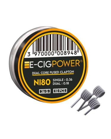 Ni80 Dual Core Fused Clapton - E-Cig Power - 10 Coils