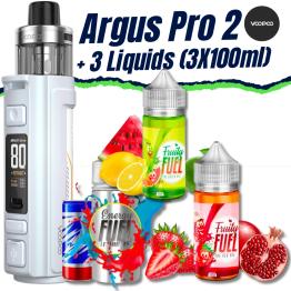 Pack Argus Pro 2 (Pearl White) VooPoo + 3 Liquidos (3x100ml)