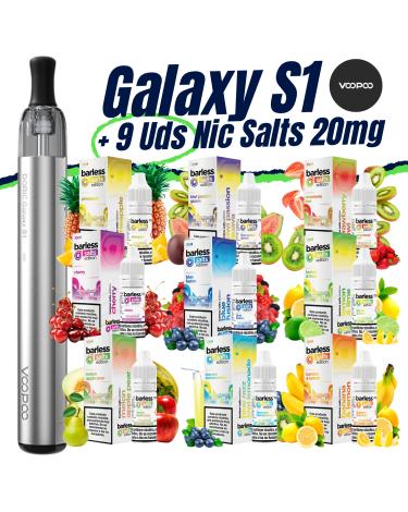 Pack de Inicio Galaxy S1 VooPoo (SILVER) + 9 uds Sales Barless 10ml 20mg