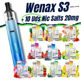 Pack de Inicio Wenax S3 (Texture Blue) Geekvape + 10 uds Sales Barless 10ml 20mg