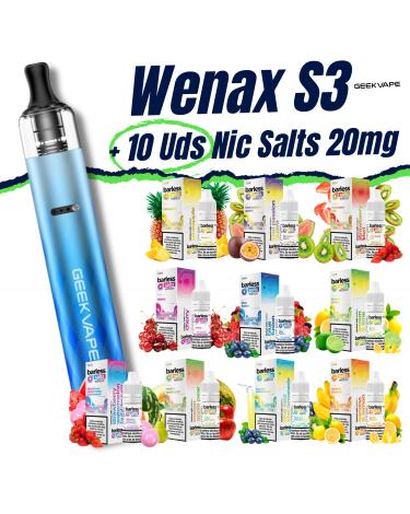 Pack de Inicio Wenax S3 (Texture Blue) Geekvape + 10 uds Sales Barless 10ml 20mg