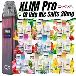 Pack de Inicio Xlim Pro (Gleamy Red) OXVA + 10 uds Sales Barless 10ml 20mg