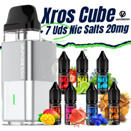 Pack de Inicio - Xros Cube (SILVER) Vaporesso + 7 uds Sales 10ml 20mg