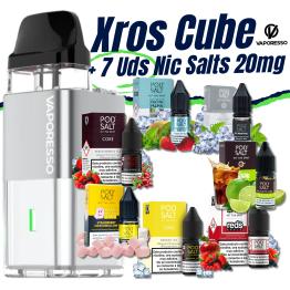 Pack de Inicio - Xros Cube (SILVER) Vaporesso + 7 uds Sales 10ml 20mg