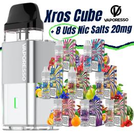 Pack de Inicio - Xros Cube Silver - Vaporesso + 8 uds Sales 10ml 20mg