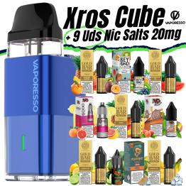 Pack de Inicio Xros Cube OCEAN BLUE + 9 uds Sales 10ml 20mg