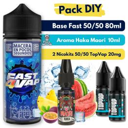 Pack DIY - Aroma Haka Maori 10ml - Maya 10ml + Base Fast4Vap 50/50 80ml + 2 Nicokits TopVap 20mg