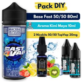 Pack DIY - Aroma Kimi 10ml - Maya 10ml + Base Fast4Vap 50/50 80ml + 2 Nicokits TopVap 20mg