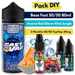 Pack DIY - Aroma RED STORM 10ml + Base Fast4Vap 50/50 80ml + 2 Nicokits TopVap 20mg