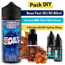 Pack DIY - Base Fast4Vap 50/50 80ml + Aroma BBK Old School 10ml + 2 Nicokits TopVap 20mg