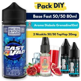 Pack DIY - Base Fast4Vap 50/50 80ml + Aroma Diabolo Grenadine 10ml + 2 Nicokits TopVap 20mg