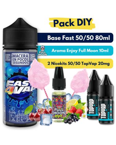 Pack DIY - Base Fast4Vap 50/50 80ml + Aroma ENJOY Full Moon 10ml + 2 Nicokits TopVap 20mg