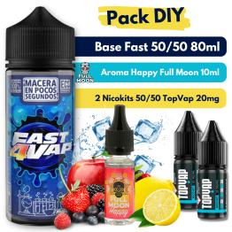 Pack DIY - Base Fast4Vap 50/50 80ml + Aroma HAPPY Full Moon 10ml + 2 Nicokits TopVap 20mg