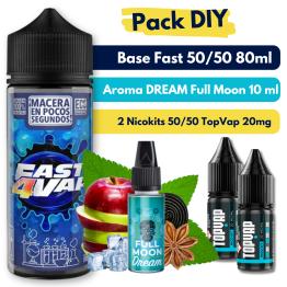 Pack DIY - Base Fast4Vap 50/50 80ml + Aroma DREAM Full Moon 10ml + 2 Nicokits TopVap 20mg