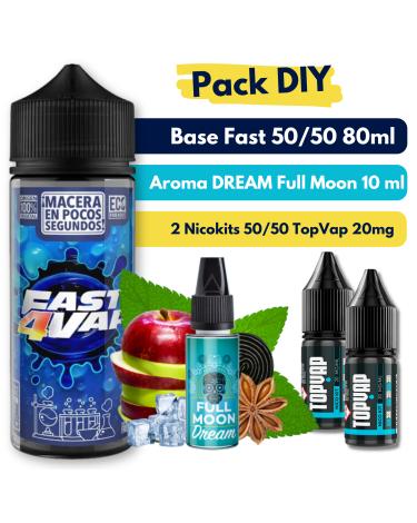 Pack DIY - Base Fast4Vap 50/50 80ml + Aroma DREAM Full Moon 10ml + 2 Nicokits TopVap 20mg