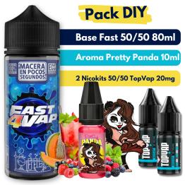 Pack DIY - Base Fast4Vap 50/50 80ml + Aroma Pretty Panda 10ml + 2 Nicokits TopVap 20mg