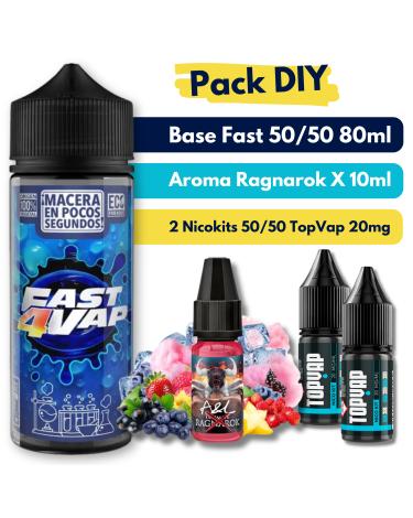 Pack DIY - Base Fast4Vap 50/50 80ml + Aroma Ragnarok X 10ml + 2 Nicokits TopVap 20mg