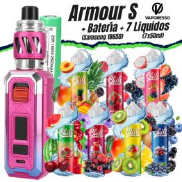 Pack Kit Armour S (Gradient Purple) Vaporesso + Batería Samsung 18650 + 7 Líquidos (7x50ml)