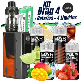 Pack Kit Drag 4 VooPoo (Gun Metal Orange) + 2 Baterías + 4 Líquidos (4x100ml)