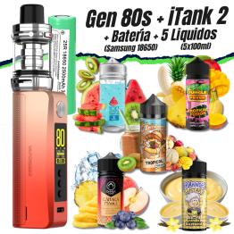 Pack Kit GEN 80S iTank 2 Version (NEON ORANGE) + Batería Samsung 18650 + 5 Líquidos (5x100ml)