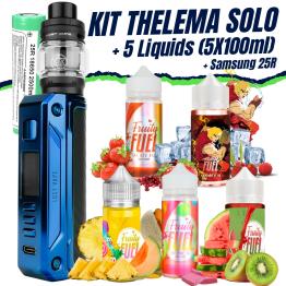 Pack Thelema Solo 100W Lost Vape (Sierra Blue Carbon) + 1 Batería 18650 + 5 Líquidos (5x100ml)