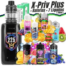 Pack X-Priv Plus (Black Shell) Smok + 2 Baterías Samsung 18650 + 7 Líquidos (7x100ml)